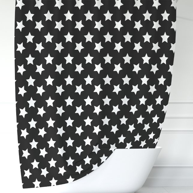 Rideaux De Douche Étoiles noires et blanches (Créateur téléchargé)