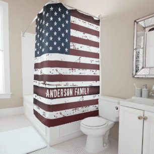 Rideaux De Douche Étoiles patriotiques personnalisées rayonne Drapea