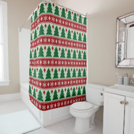 Rideaux De Douche Evergreens & Snowflakes Knit