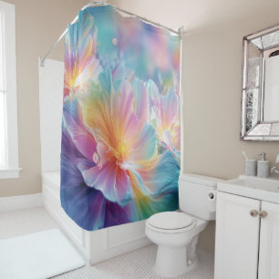 Rideaux De Douche Explosion florale cosmique abstraite en pastel