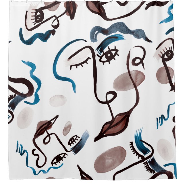 Rideaux De Douche Face d'art pop : aquarelle abstraite. (Devant)