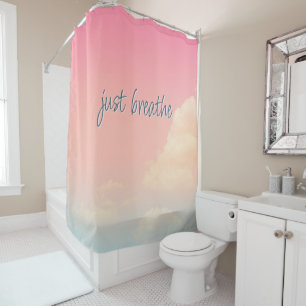Rideaux De Douche FAIRE PASSER LA Citation De Vie Ciel Rose Nuages