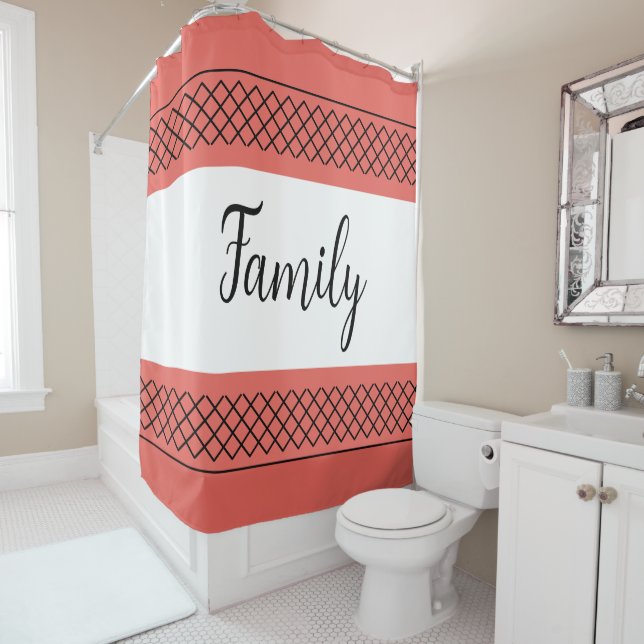 Rideaux De Douche Famille de corail et de blanc (En situation)