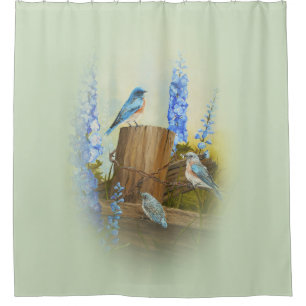 Rideaux De Douche Famille d'oiseau bleu