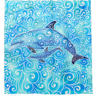 Rideaux De Douche Famille tourbillonnant de dauphins