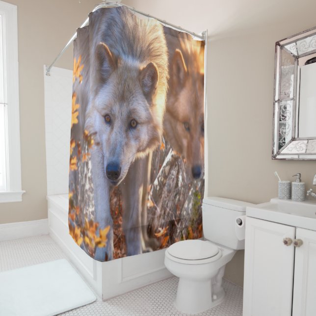 Rideaux De Douche FAMILLE Wolf AUTOMNE (En situation)