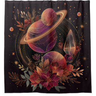 Rideaux De Douche Fantaisie spatiale violette Cristal Anneau Planète