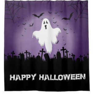 Rideaux De Douche Fantôme heureux de Halloween dans un cimetière