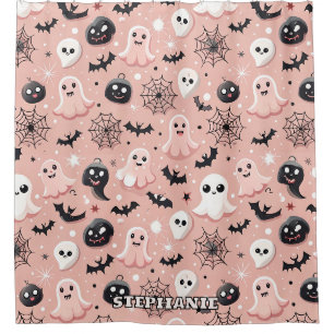 Rideaux De Douche Fantômes roses et Halloween Motif sans couture