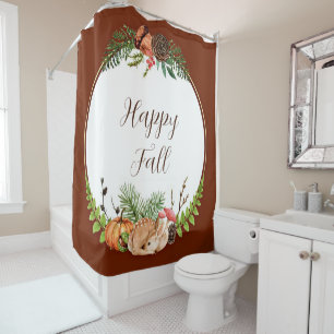Rideaux De Douche Faon d'automne et nature avec texte personnalisabl