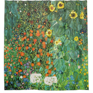 Rideaux De Douche Farm Garden With Sunflowers Gustav Klimt
