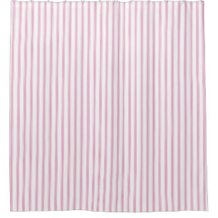 Rideaux De Douche Farmhouse Pink Vintage Ticking Strike