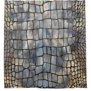 Rideaux De Douche Faux Crocodile texture marbre et or