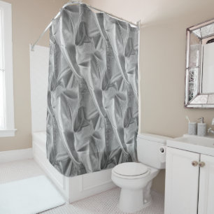 Rideaux De Douche Faux Métallic Silver Grey Lame' Tissu brisé