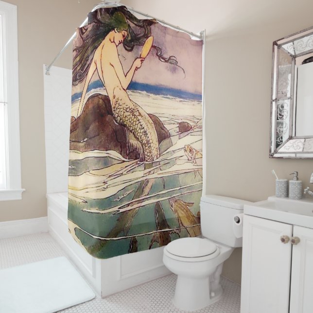 Rideaux De Douche Fée "Sirène" par Alice B Woodward (En situation)