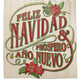 Rideaux De Douche Feliz Navidad y prospo ano nuevo