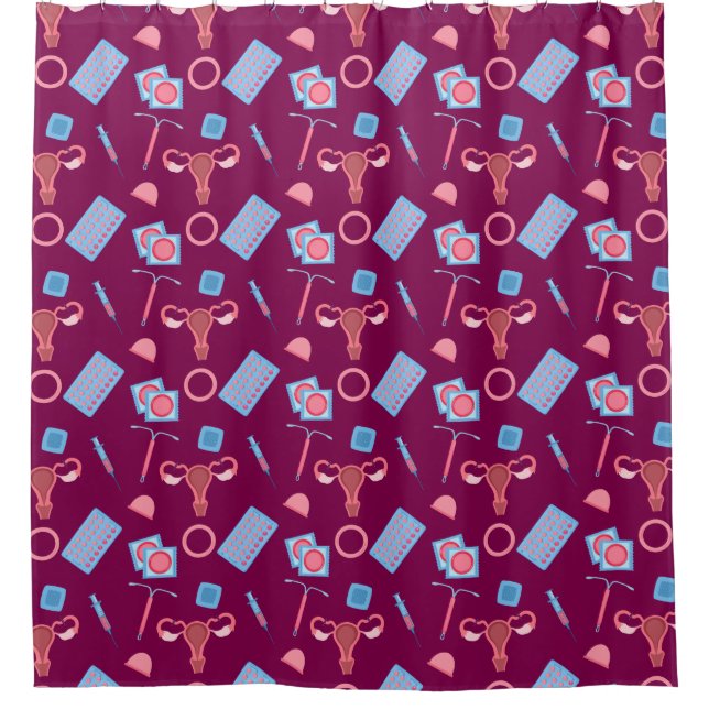 Rideaux De Douche Feministe Motif de la contraception (Devant)