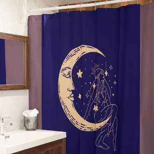 Rideaux De Douche Femme céleste lune & étoiles,boho,or élégant