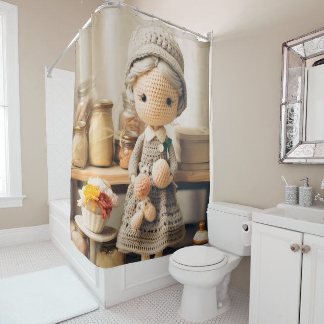 Rideaux De Douche Femme Crochet (En situation)