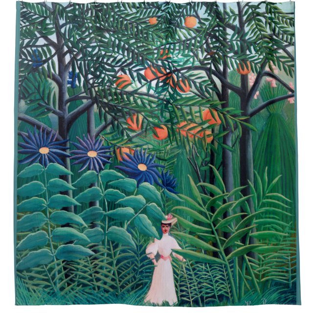 Rideaux De Douche Femme dans la forêt tropicale exotique (Devant)