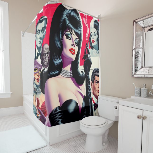 Rideaux De Douche Femme gothique vintage (En situation)