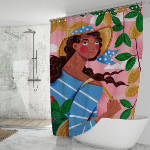 Rideaux De Douche Femme italienne vacances d'été à la plage