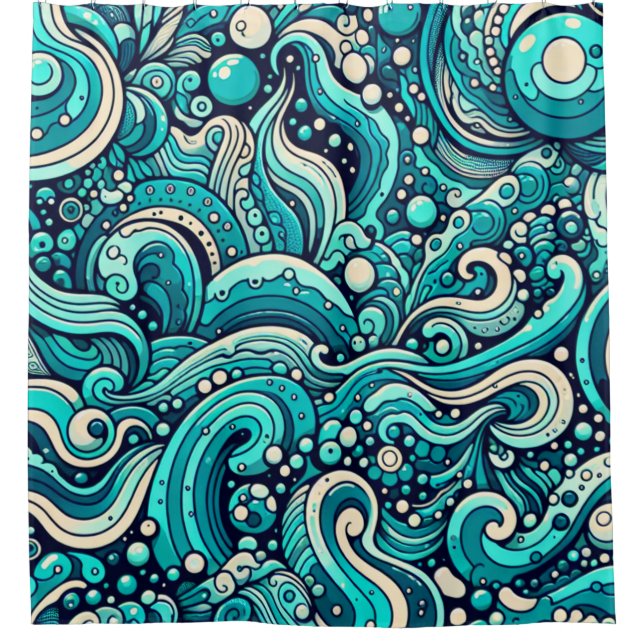 Rideaux De Douche "Fenêtre des vagues lunaires" (Devant)