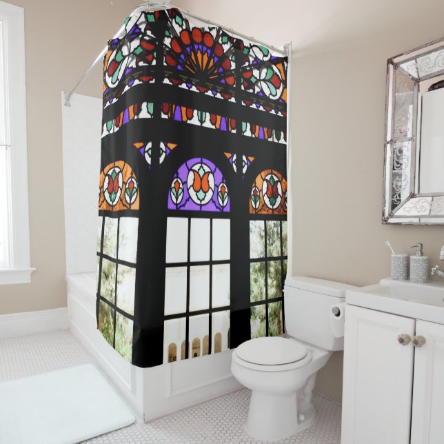 Rideaux De Douche Fenêtre en verre tendu (En situation)