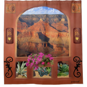 RIDEAUX DE DOUCHE FENÊTRE VERS LE GRAND CANYON