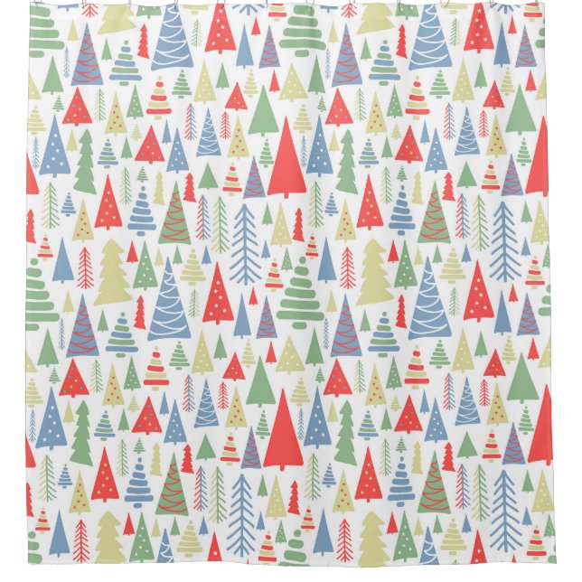Rideaux De Douche Ferme des arbres de Noël moderne (Devant)
