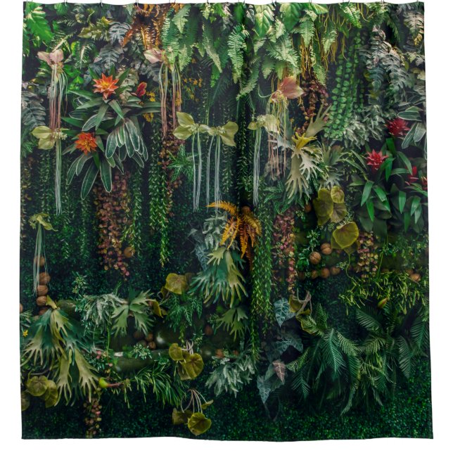 Rideaux De Douche ferronnerie et plante décorent sur mur (Devant)