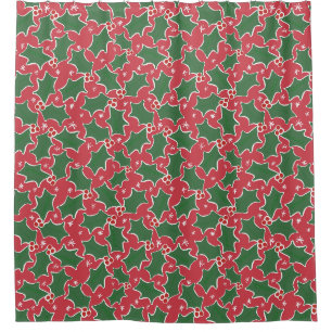 Rideaux De Douche Festive Red Christmas Holly