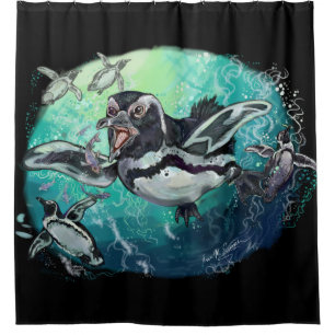 Rideaux De Douche Fête africaine de la pêche au pingouin