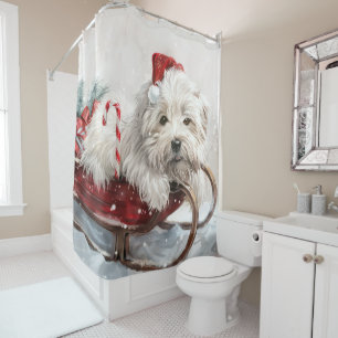 Rideaux De Douche Fête de Noël de Chien de Coton De Tulear