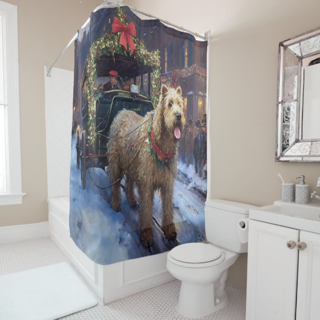 Rideaux De Douche Fête de Noël de Wheaten Terrier (En situation)
