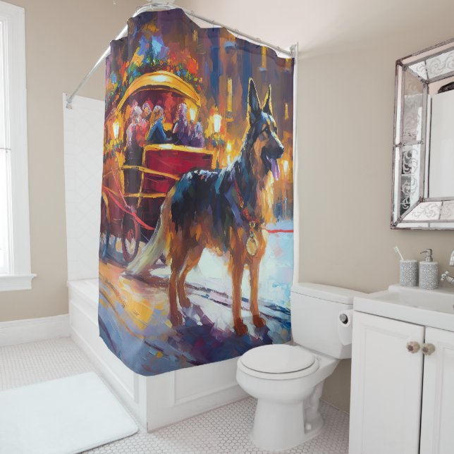 Rideaux De Douche Fête de Noël des bergers allemands (En situation)