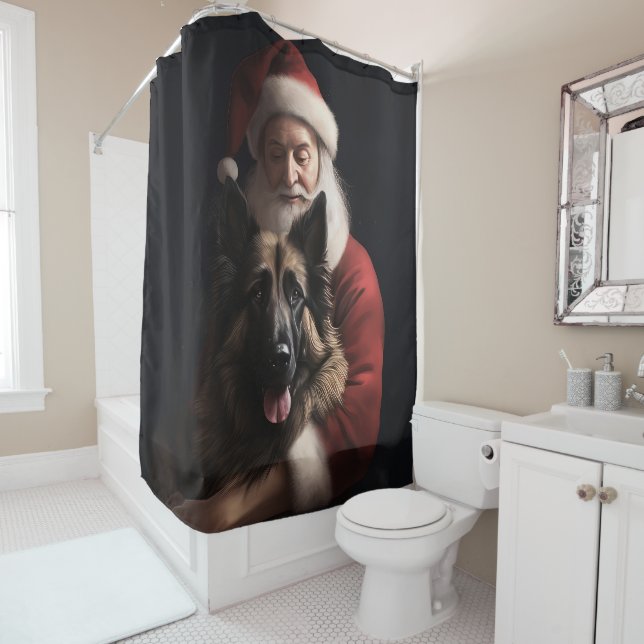 Rideaux De Douche Fête de Noël du berger de Belgique (En situation)