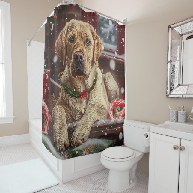 Rideaux De Douche Fête de Noël du chien du Labrador (En situation)