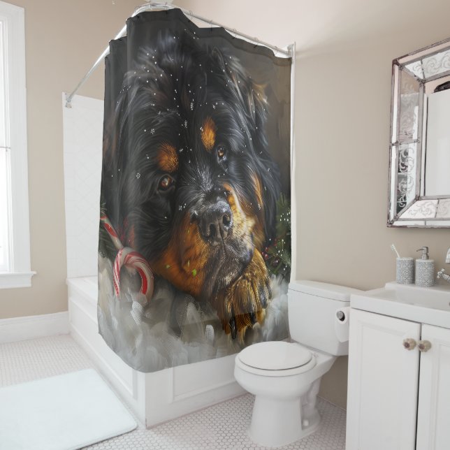 Rideaux De Douche Fête de Noël du chien Mastiff Tibétain (En situation)