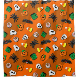 Rideaux De Douche Fête des Candies Éffrayantes d'Halloween