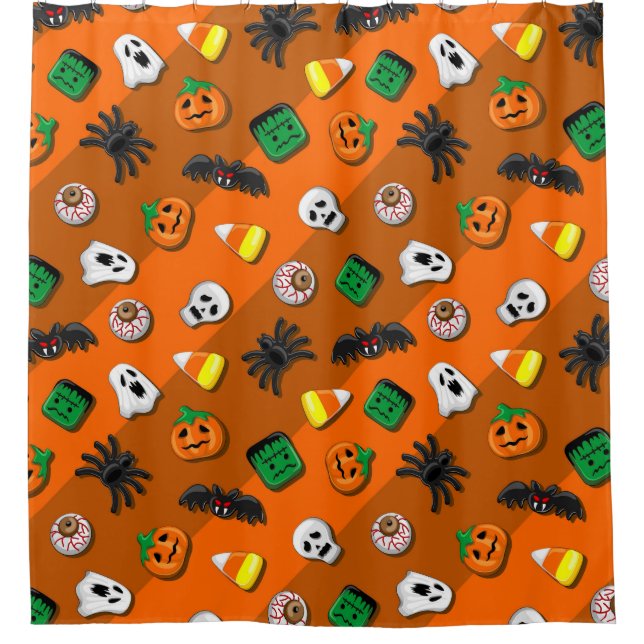 Rideaux De Douche Fête des Candies Éffrayantes d'Halloween (Devant)