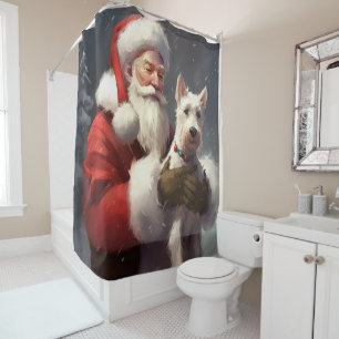 Rideaux De Douche Fête Noël Festive du Père Noël Terrier du Père Noë