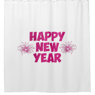 Rideaux De Douche feu rose heureux de la nouvelle année