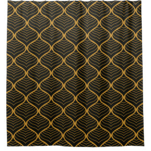 Rideaux De Douche Feuille classique Art Déco Motif sans couture. Géo