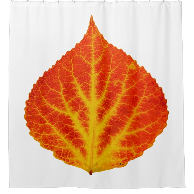 Rideaux De Douche Feuille d'Aspen rouge et jaune #10 (Devant)