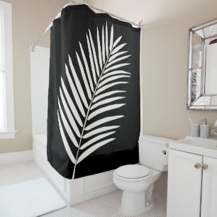 Rideaux De Douche Feuille de palme tropicale noire