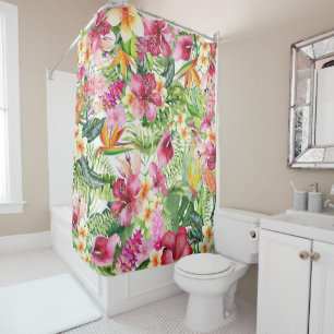Rideaux De Douche Feuilles botaniques florales tropicales colorées v