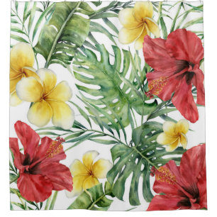 Rideaux De Douche Feuilles botaniques tropicales et fleurs Floral Ch
