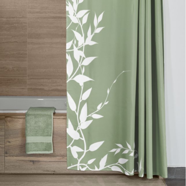 Rideaux De Douche Feuilles botaniques verts de Sage (Créateur téléchargé)