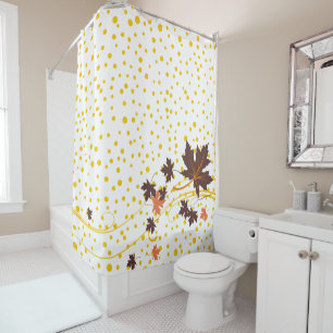 Rideaux De Douche feuilles Brown d'érable et pois jaunes automne